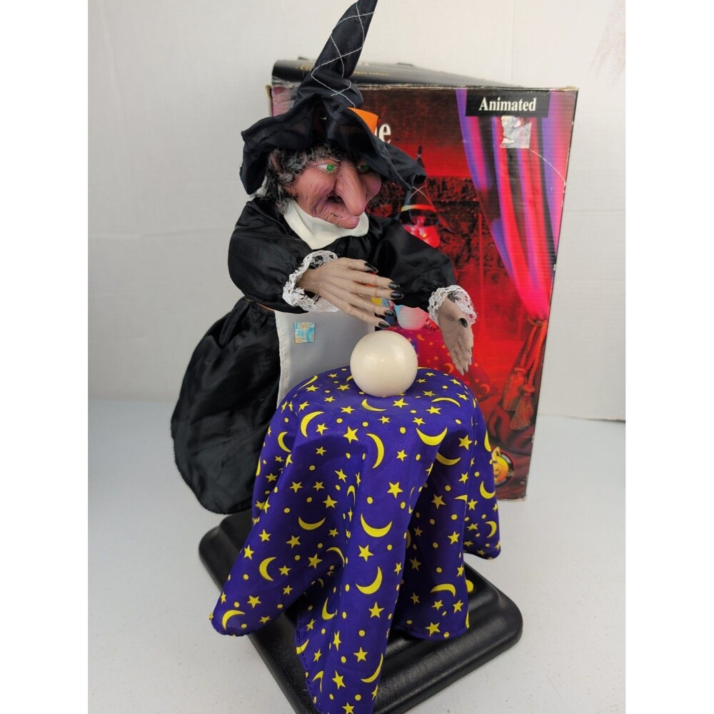 VTG GEMMY Fortune Teller Halloween Witch w/Crystal Ball -Used/Works W/Box
